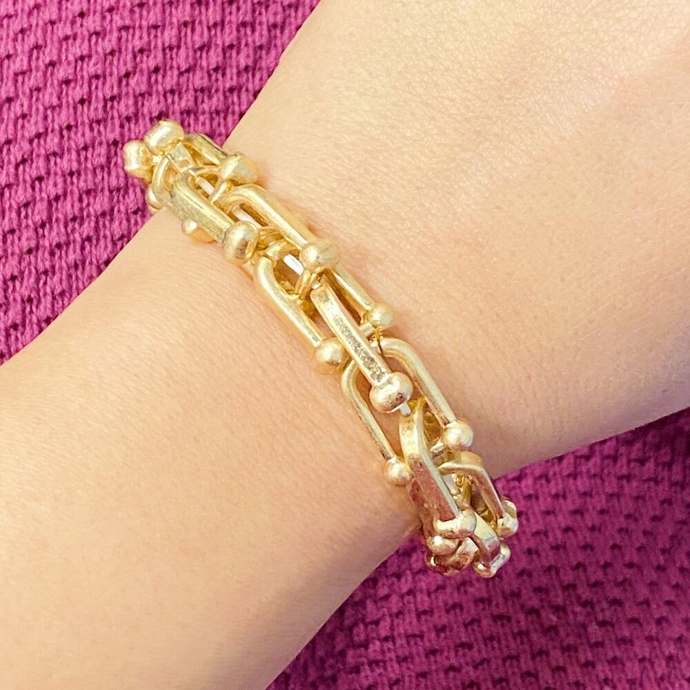 Link Chain Stretch Bracelet – Worn Gold